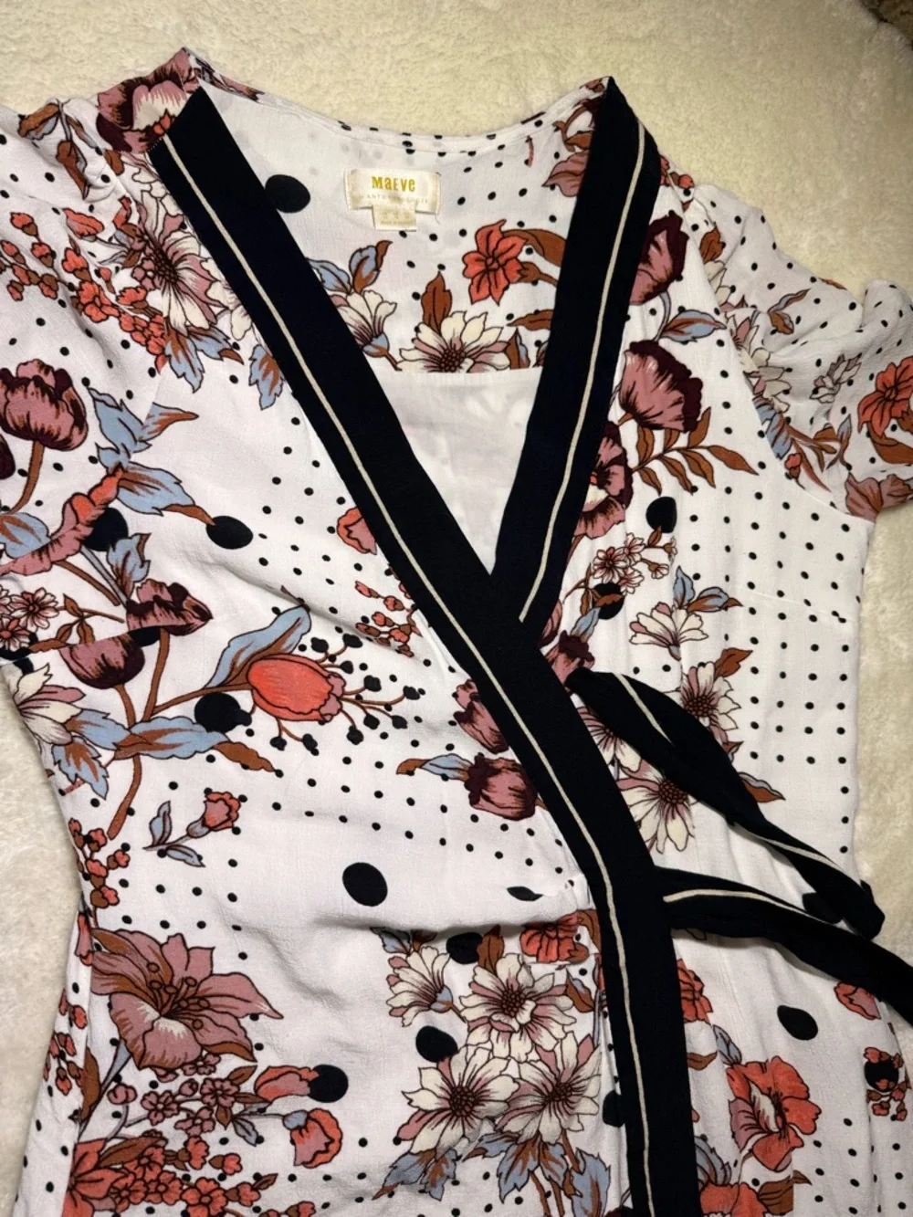 Maeve by Anthropologie Aubrey Floral Wrap Style Women’s Dress Size 14 - Picture 9 of 10